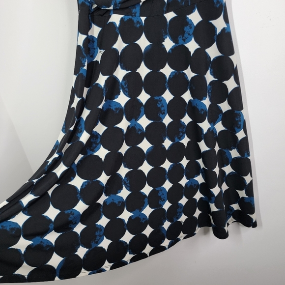 Leota Felicity Cap Sleeves Dress Midnight Full Moon Faux Wrap Aneeka Knit Small - Picture 5 of 10